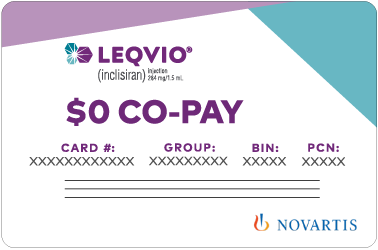 LEQVIO (inclisiran) injection 284 mg/1.5 mL. $0 Co-Pay.